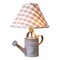 Watering Can Table Lamp 17.5 inch Weathered Zinc Gray with Check Plaid Shade